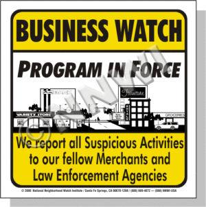 BWD5K - Business Watch Window Warning Static Cling  Decals